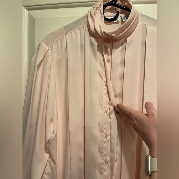 Vintage Soft Pink Blouse Size 16 - Picture 7 of 10